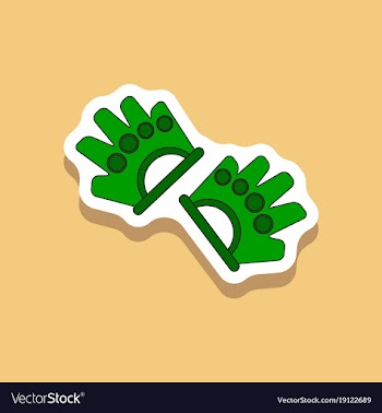 Paper sticker on stylish background gloves for vector image