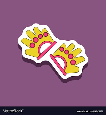 Paper sticker on stylish background gloves for vector image