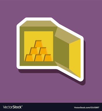 Paper sticker on stylish background gold bars in a vector image