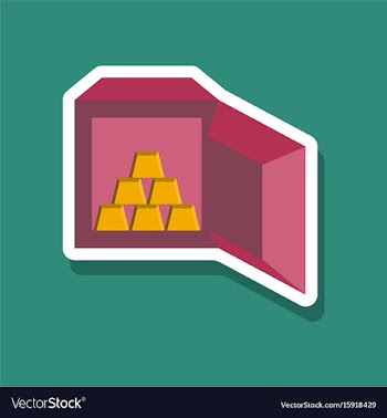 Paper sticker on stylish background gold bars in a vector image