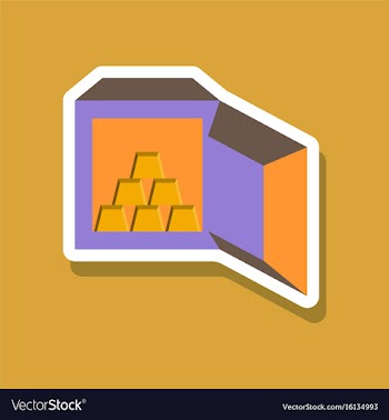 Paper sticker on stylish background gold bars in a vector image