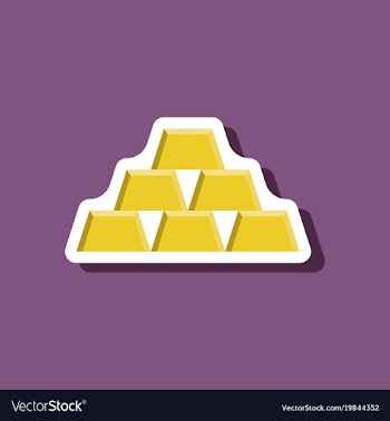 Paper sticker on stylish background gold bars vector image