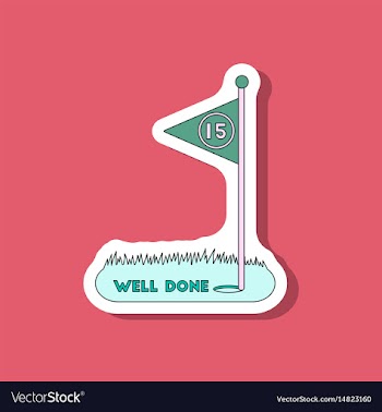 Paper sticker on stylish background golf course vector image