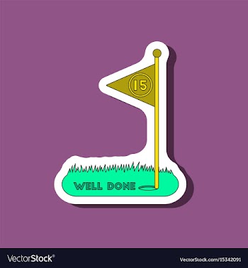 Paper sticker on stylish background golf course vector image