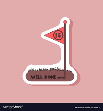 Paper sticker on stylish background golf course vector image