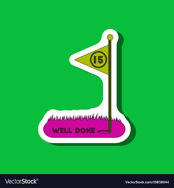 Paper sticker on stylish background golf course vector image
