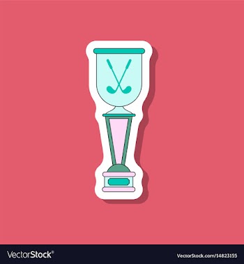Paper sticker on stylish background golf cup vector image