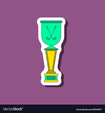 Paper sticker on stylish background golf cup vector image