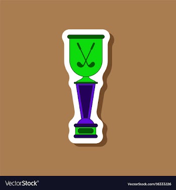 Paper sticker on stylish background golf cup vector image