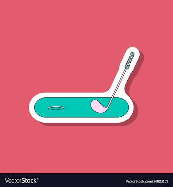 Paper sticker on stylish background golf stick and vector image