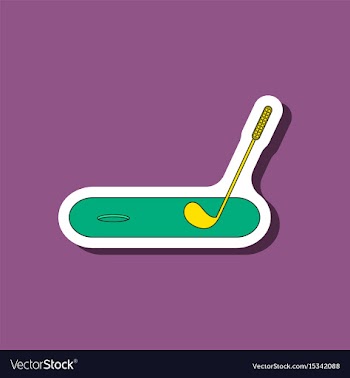 Paper sticker on stylish background golf stick and vector image