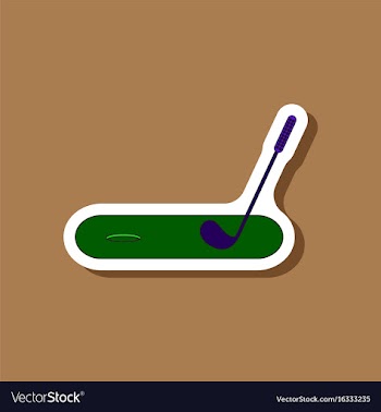 Paper sticker on stylish background golf stick vector image