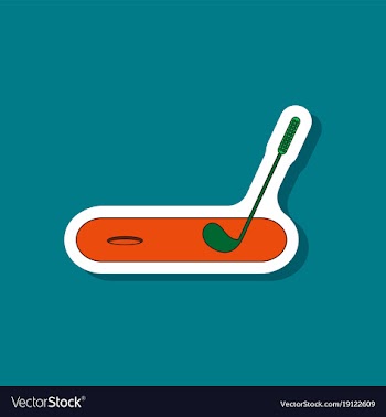 Paper sticker on stylish background golf stick vector image
