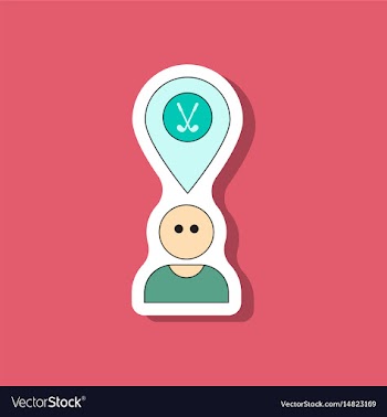 Paper sticker on stylish background golfer logo vector image