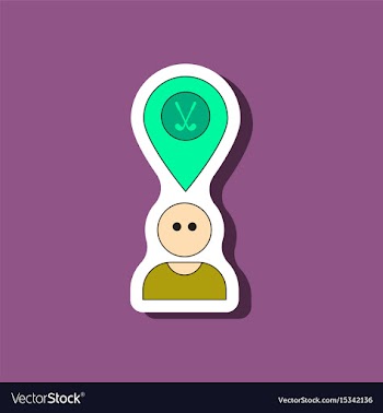 Paper sticker on stylish background golfer logo vector image