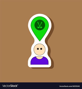 Paper sticker on stylish background golfer logo vector image
