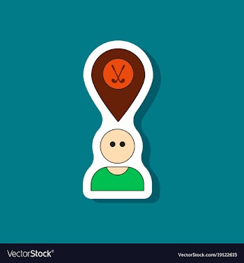 Paper sticker on stylish background golfer logo vector image