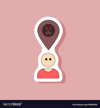 Paper sticker on stylish background golfer logo vector image