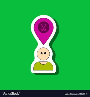 Paper sticker on stylish background golfer logo vector image