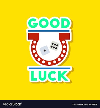 Paper sticker on stylish background good luck logo vector image