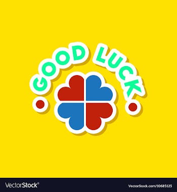 Paper sticker on stylish background good luck logo vector image