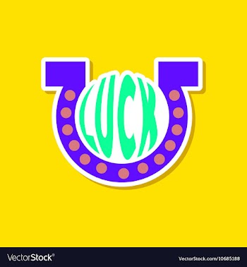 Paper sticker on stylish background good luck logo vector image