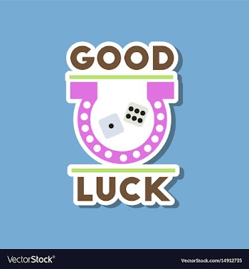 Paper sticker on stylish background good luck logo vector image