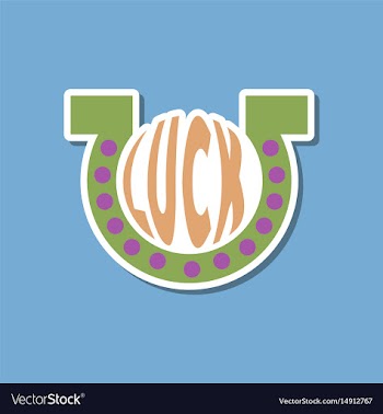 Paper sticker on stylish background good luck logo vector image