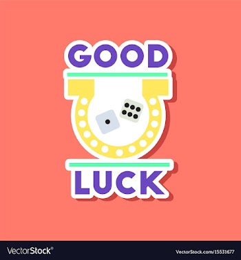 Paper sticker on stylish background good luck logo vector image