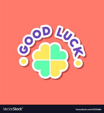 Paper sticker on stylish background good luck logo vector image