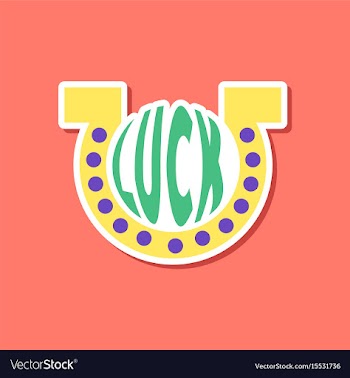 Paper sticker on stylish background good luck logo vector image
