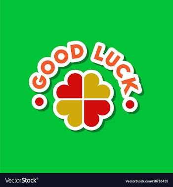 Paper sticker on stylish background good luck logo vector image