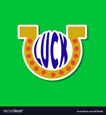 Paper sticker on stylish background good luck logo vector image