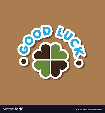 Paper sticker on stylish background good luck logo vector image