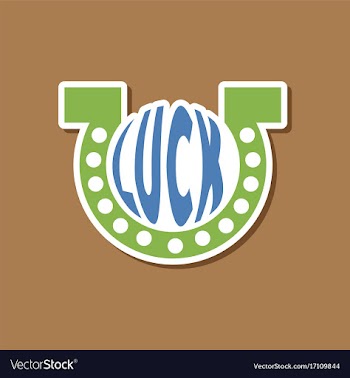 Paper sticker on stylish background good luck logo vector image