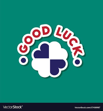 Paper sticker on stylish background good luck logo vector image