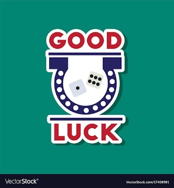Paper sticker on stylish background good luck logo vector image
