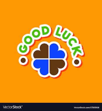 Paper sticker on stylish background good luck logo vector image
