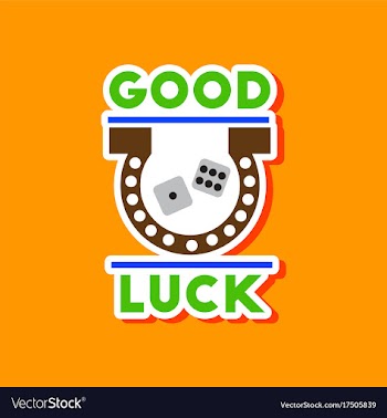 Paper sticker on stylish background good luck logo vector image