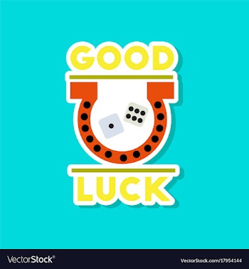 Paper sticker on stylish background good luck logo vector image