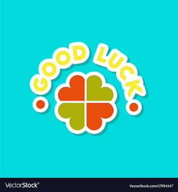 Paper sticker on stylish background good luck logo vector image
