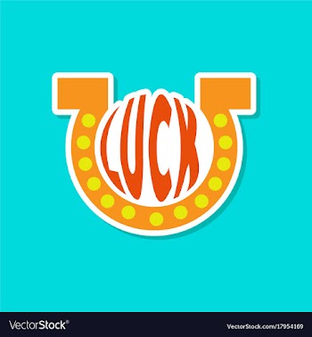 Paper sticker on stylish background good luck logo vector image
