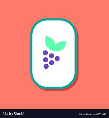 Paper sticker on stylish background grapes with vector image