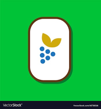 Paper sticker on stylish background grapes with vector image