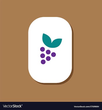Paper sticker on stylish background grapes with vector image