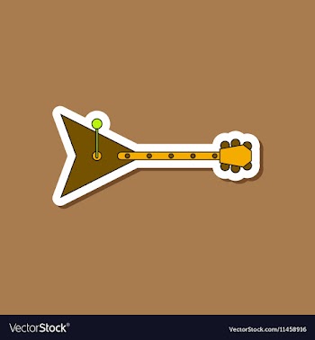 Paper sticker on stylish background guitar vector image