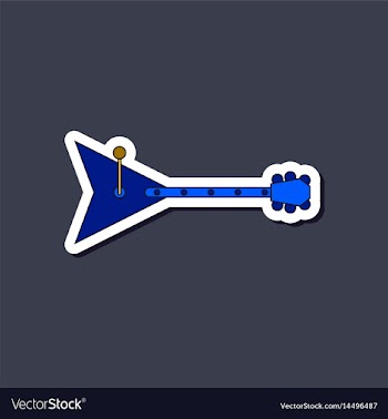 Paper sticker on stylish background guitar vector image