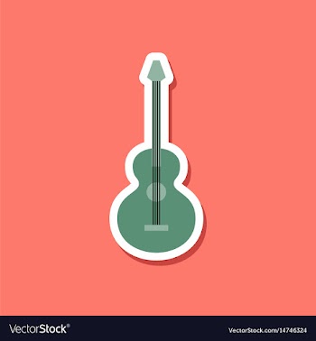 Paper sticker on stylish background guitar vector image