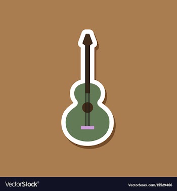 Paper sticker on stylish background guitar vector image