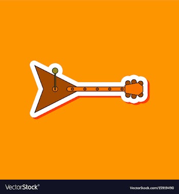 Paper sticker on stylish background guitar vector image